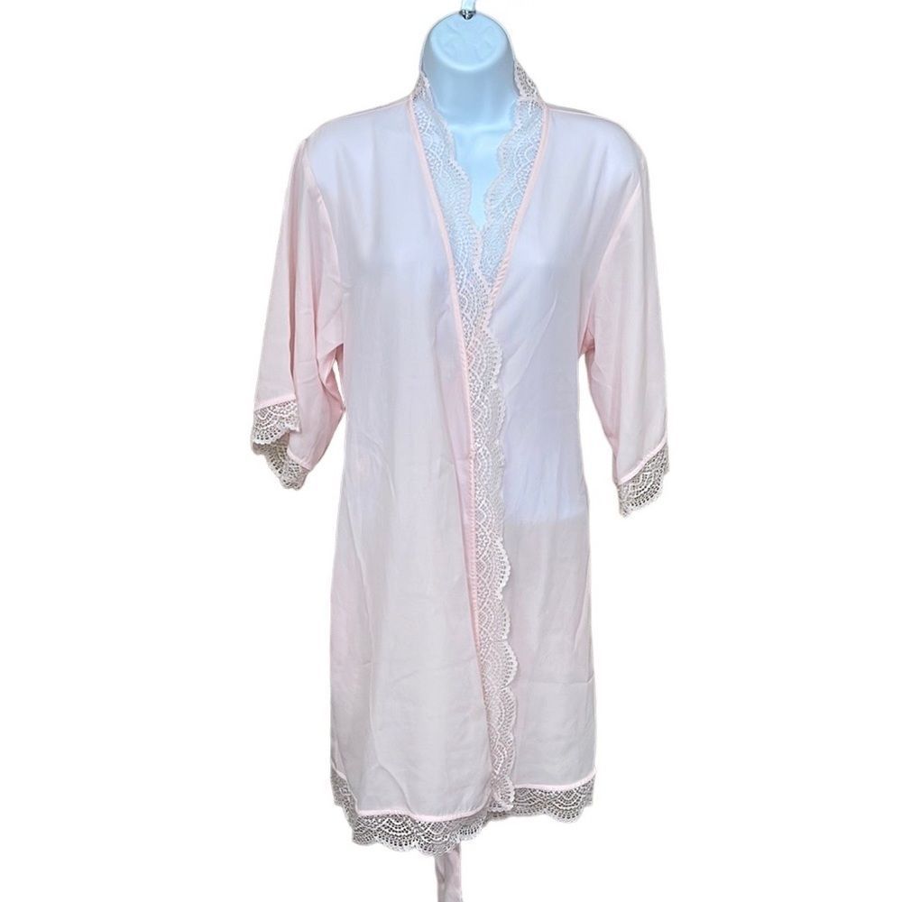 Inc International Concepts Lace Trim Short Robe-S - Picture 1 of 10